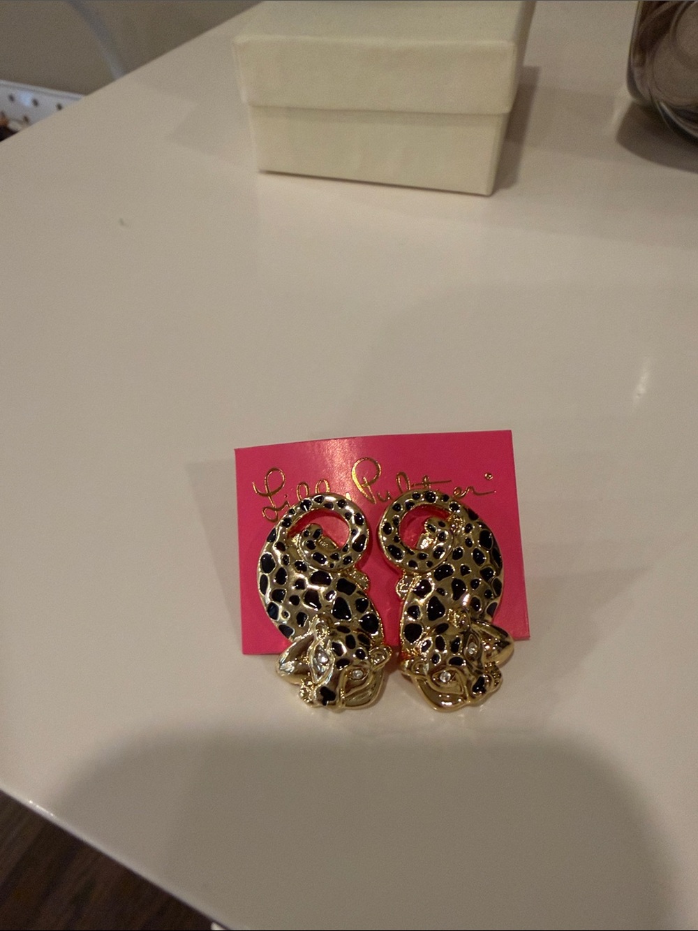 Lilly Pulitzer Gold Leopard Earrings with Black Spots